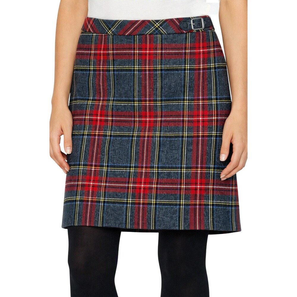 VTG Pendleton Wool Faux Wrap Pencil Skirt sz 16 Tartan Plaid Leather Buckle USA